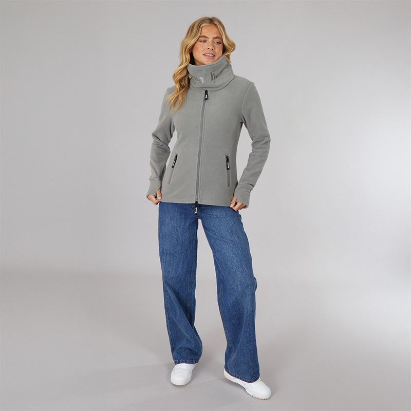 Bench Damen Trichter Microfleece Trainingsjacke Graphit Grau