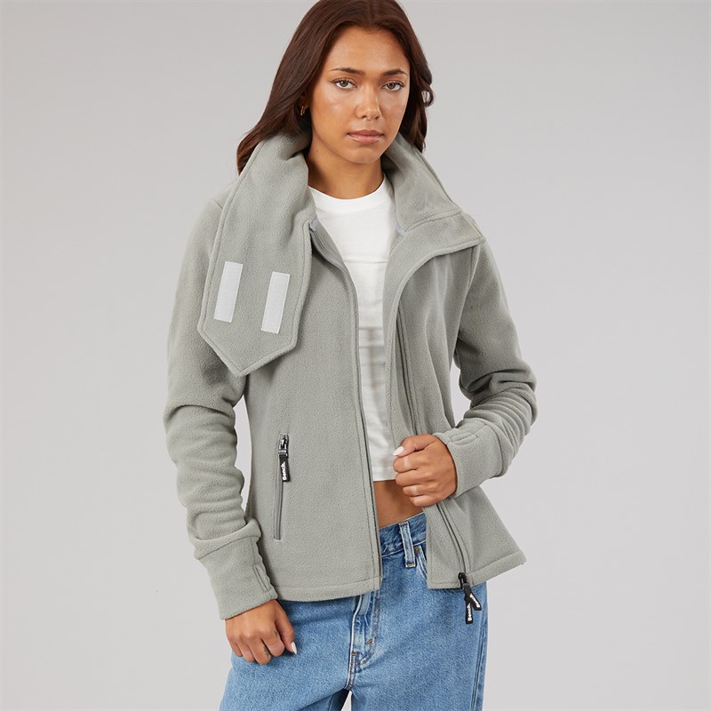 Bench Womens Funnel Microfleece Track Top Graphite Grey