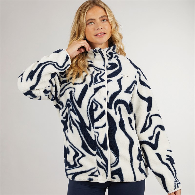 Bench Damen Gorla Borg Fleece Winter Weiss / Marine Wirbel