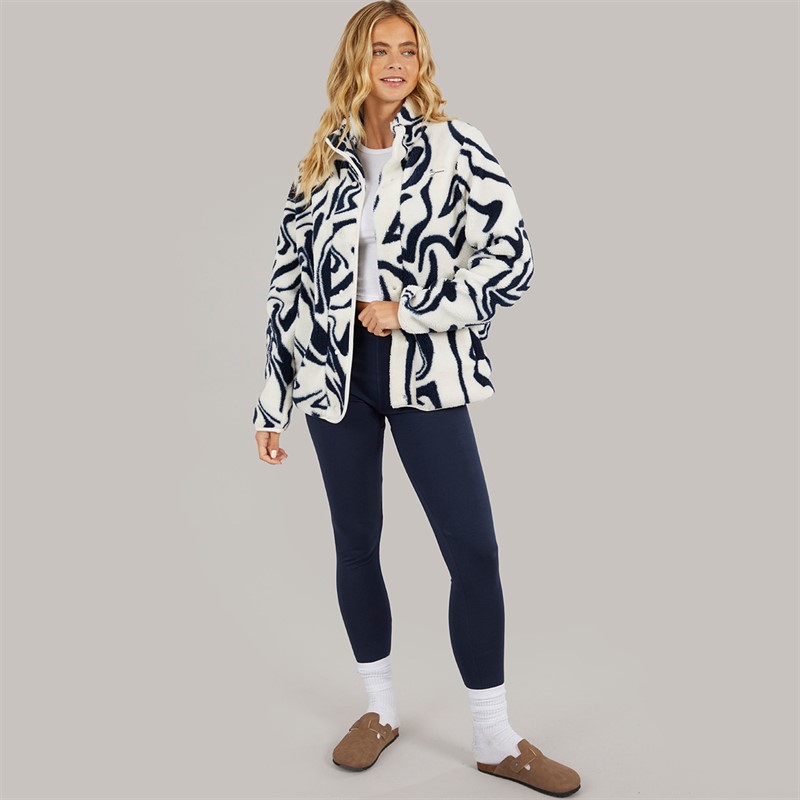 Bench Damen Gorla Borg Fleece Winter Weiss / Marine Wirbel