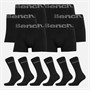 Bench Herren Zestal Six Pack Boxershorts und Six Pack Socken Geschenkset Schwarz