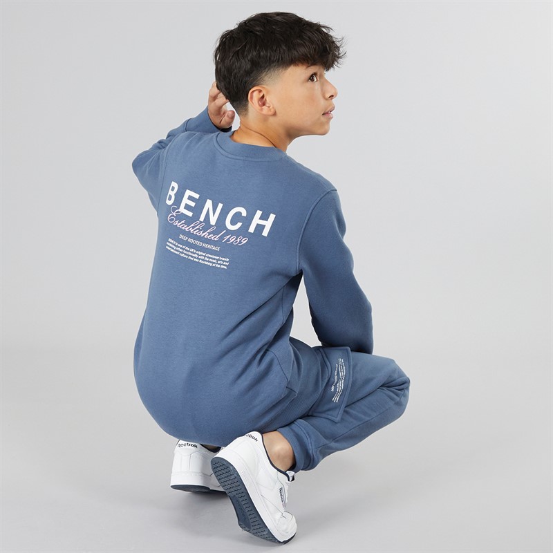Bench Boys Nowil Sweatshirt And Cargo Joggers Tracksuit Vintage Indigo