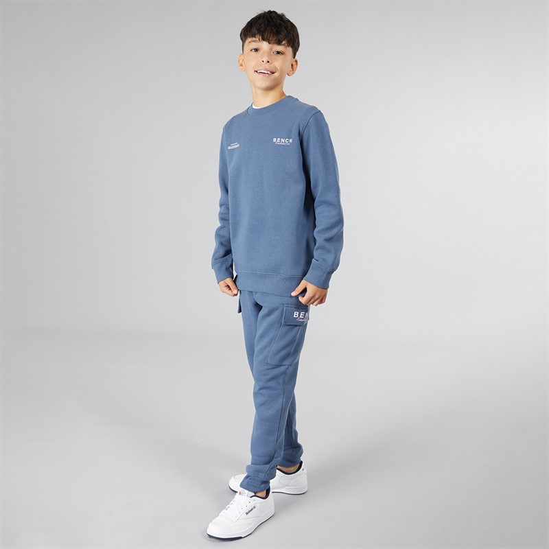 Bench Boys Nowil Sweatshirt And Cargo Joggers Tracksuit Vintage Indigo