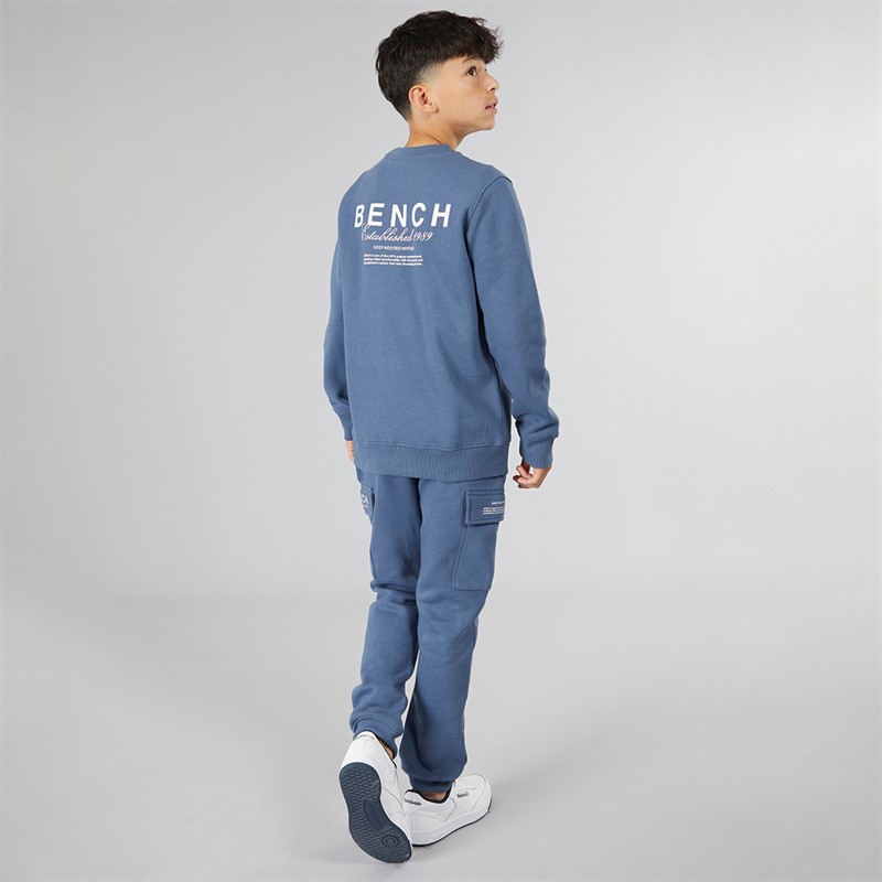 Bench Boys Nowil Sweatshirt And Cargo Joggers Tracksuit Vintage Indigo