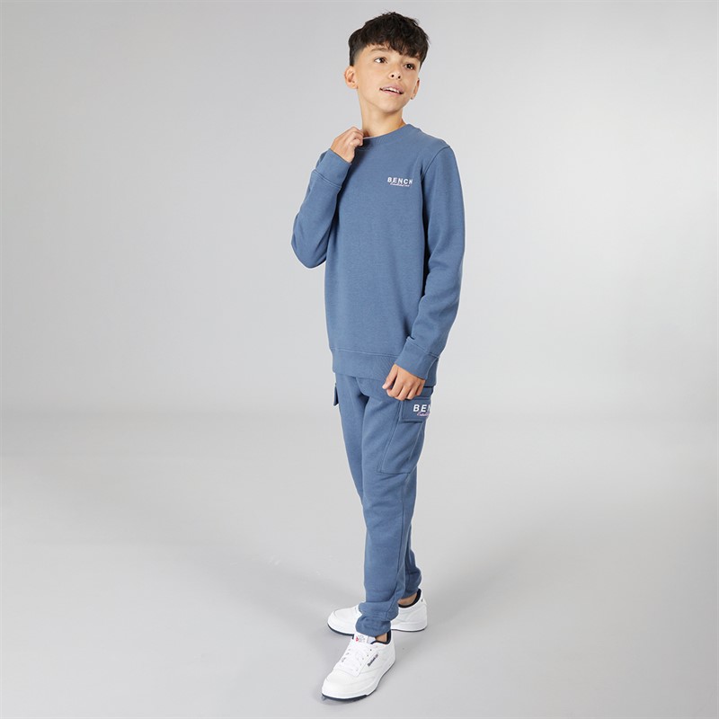Bench Boys Nowil Sweatshirt And Cargo Joggers Tracksuit Vintage Indigo