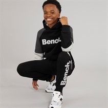 Bench Boys Grenno Hoodie And Joggers Tracksuit Black/Coal/Grey