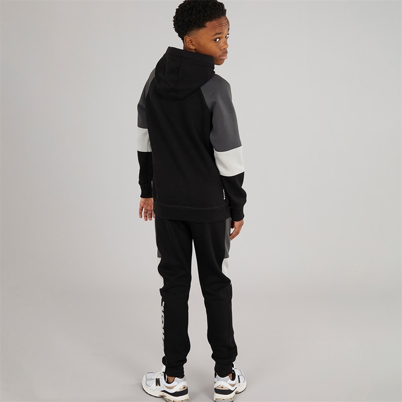 Bench Boys Grenno Hoodie And Joggers Tracksuit Black/Coal/Grey