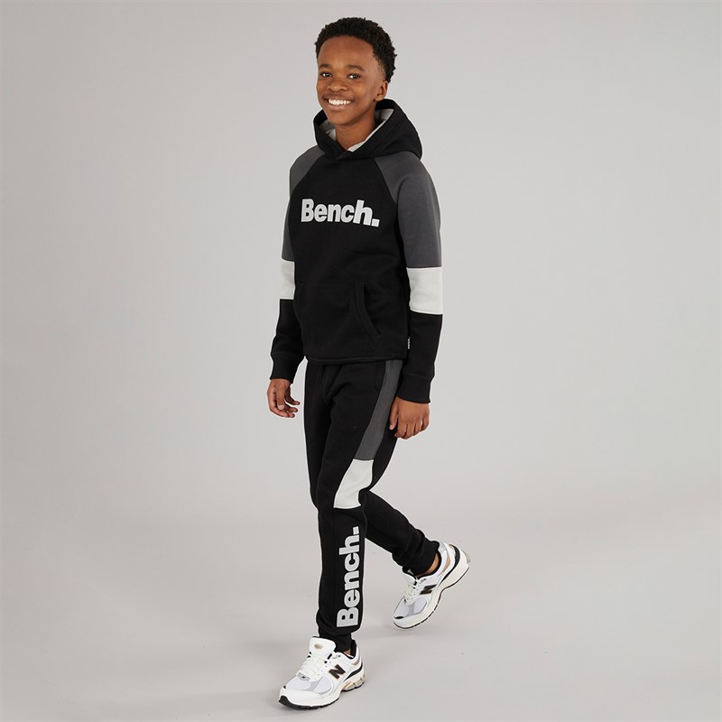 Bench Boys Grenno Hoodie And Joggers Tracksuit Black/Coal/Grey