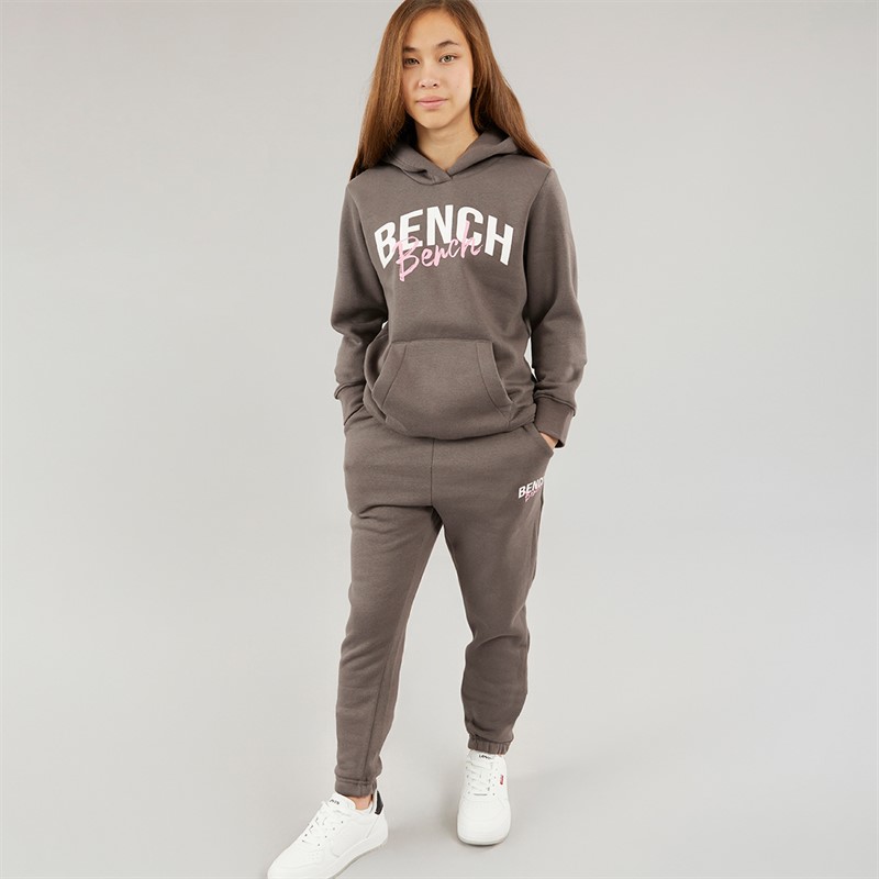Bench Girls Canary Hoodie And Joggers Tracksuit Charcoal