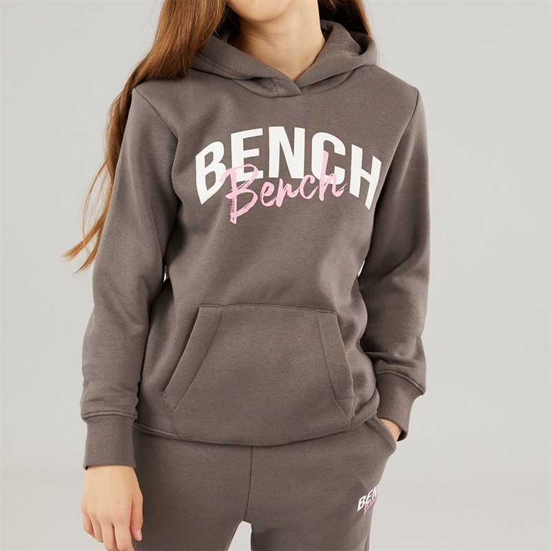 Bench Girls Canary Hoodie And Joggers Tracksuit Charcoal