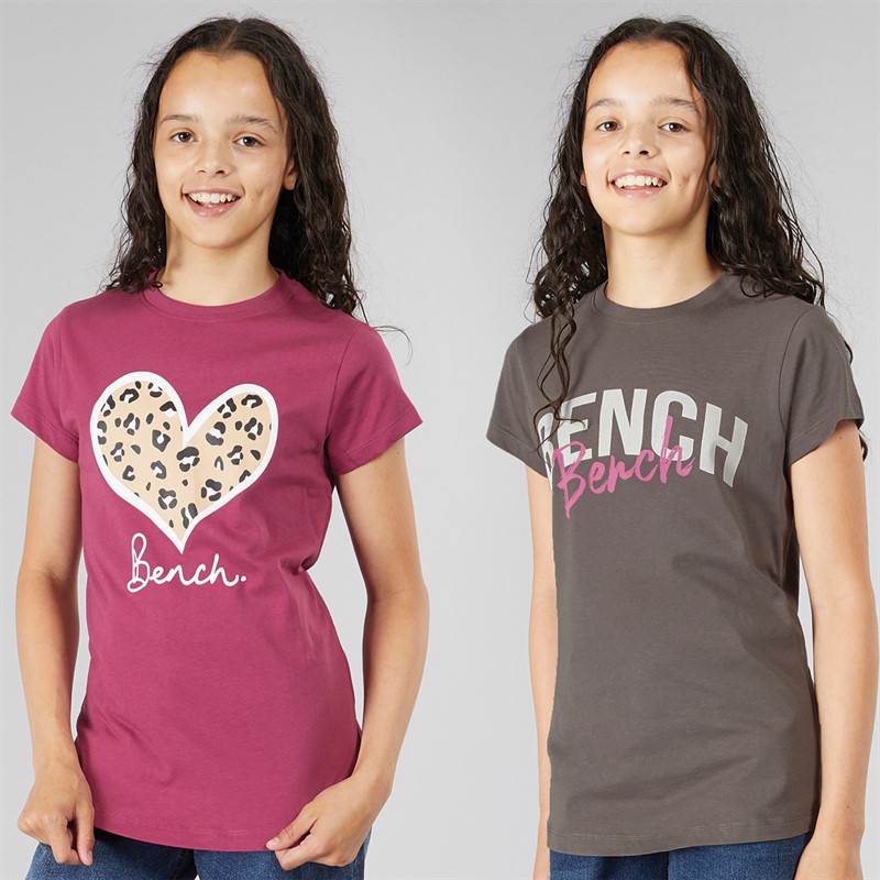 Bench Girls Olina Two Pack T-Shirts Berry/Charcoal