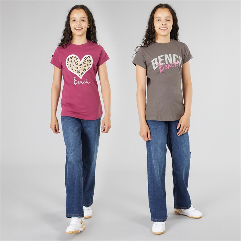 Bench Girls Olina Two Pack T-Shirts Berry/Charcoal