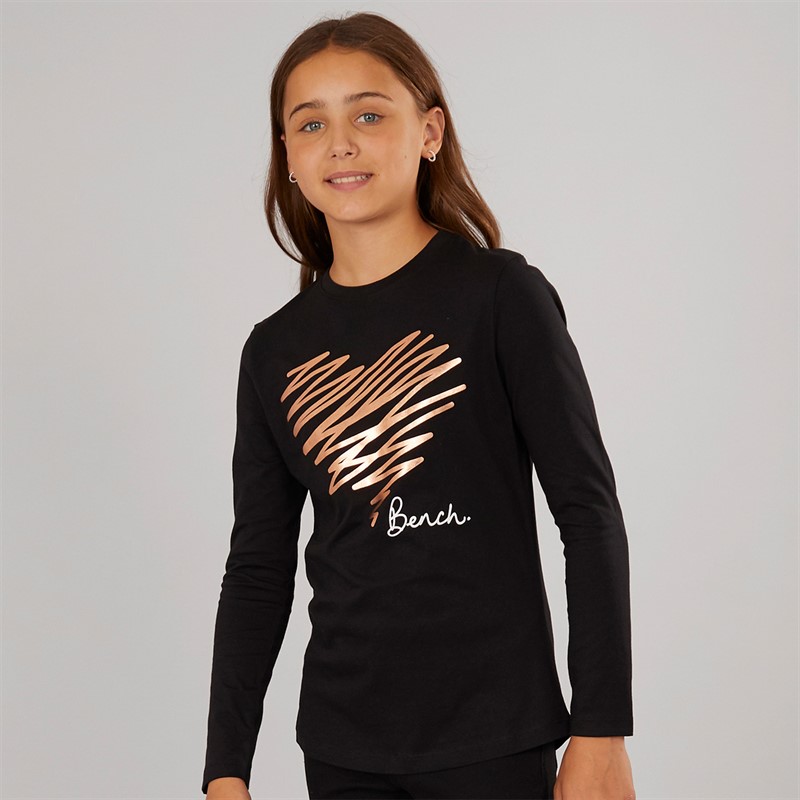 Bench Girls Kieshanna Heart Print T-Shirt Black