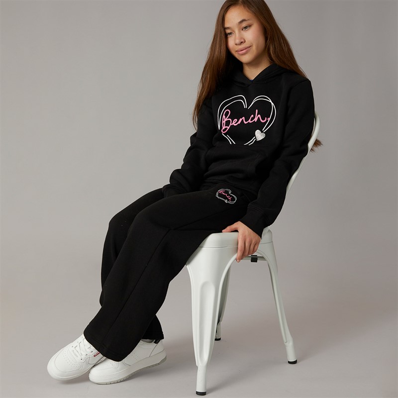 Bench Mädchen Kapuzenpullover Aprikose Und Weiter Bein Jogginghosen Trainingsanzug Schwarz