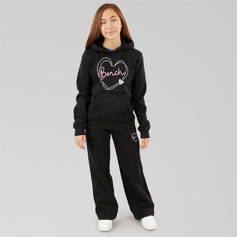 Bench Mädchen Kapuzenpullover Aprikose Und Weiter Bein Jogginghosen Trainingsanzug Schwarz
