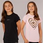 Bench Girls Heartli Two Pack T-Shirts Light Pink/Black