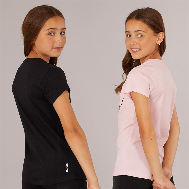 Bench Girls Heartli Two Pack T-Shirts Light Pink/Black