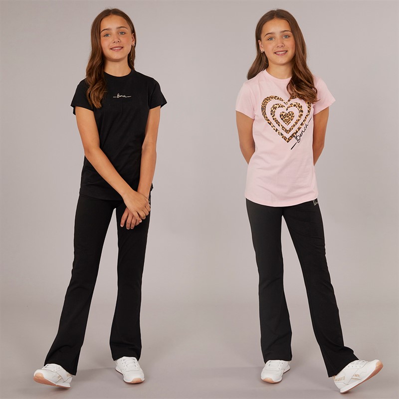 Bench Girls Heartli Two Pack T-Shirts Light Pink/Black