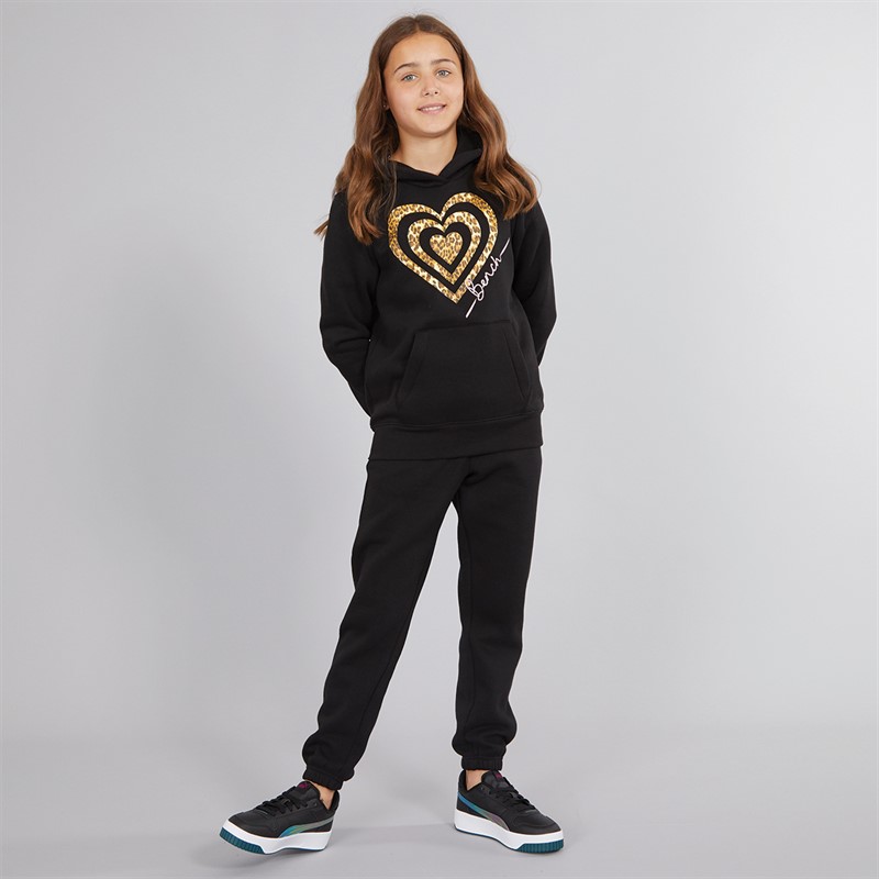 Bench Girls Enioa Hoodie And Joggers Tracksuit Black