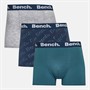 Bench Herren Bodhi 3er-Pack Boxershorts Marineblau AOP / Verblichen Blaugrün / Grau Meliert