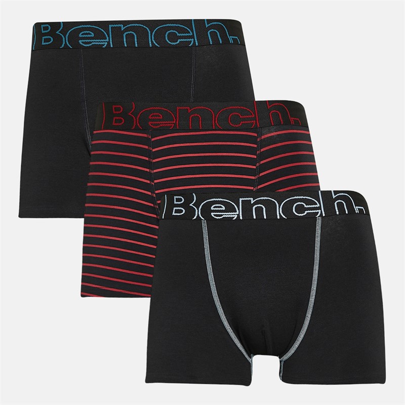 Bench Herren Akiro 3er-Pack Boxershorts Garn gefärbt Streifen / Schwarz / Schwarz