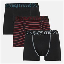 Bench Mens Akiro Three Pack Boxers Yarn Dyed Stripes/Black/Black