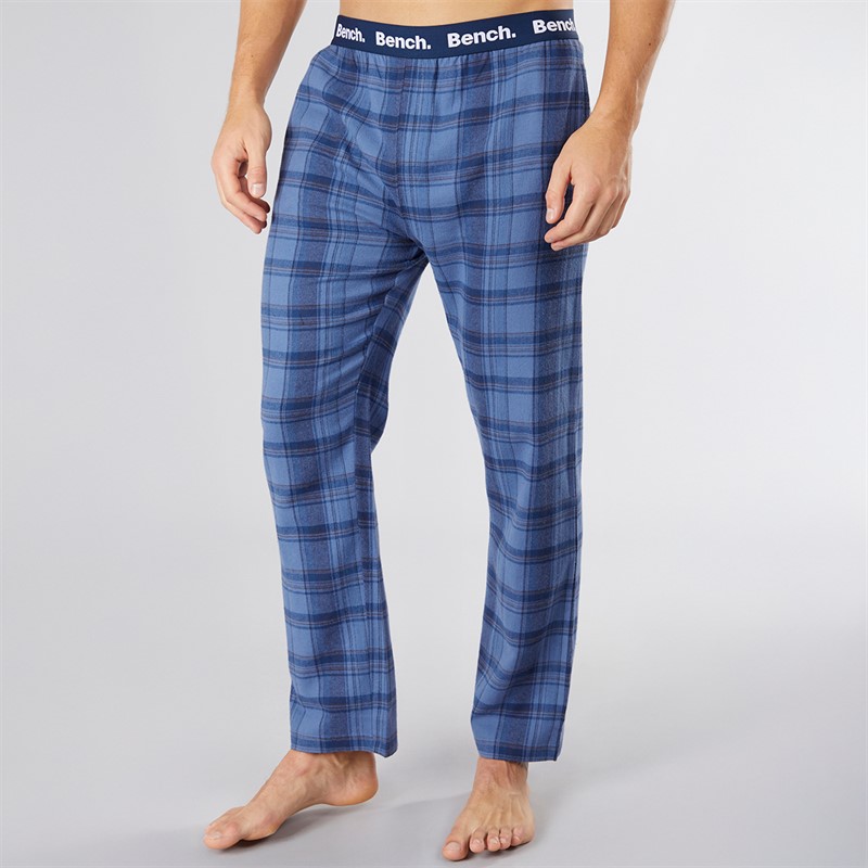 Bench Mens Berod Loungewear T-Shirt And Check Flannel Pants Set Navy/Navy Check
