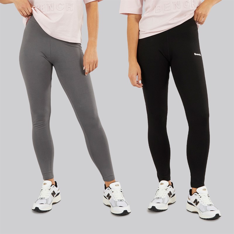 Bench Womens Two Pack Leggings Black/Charcoal - Size 12
