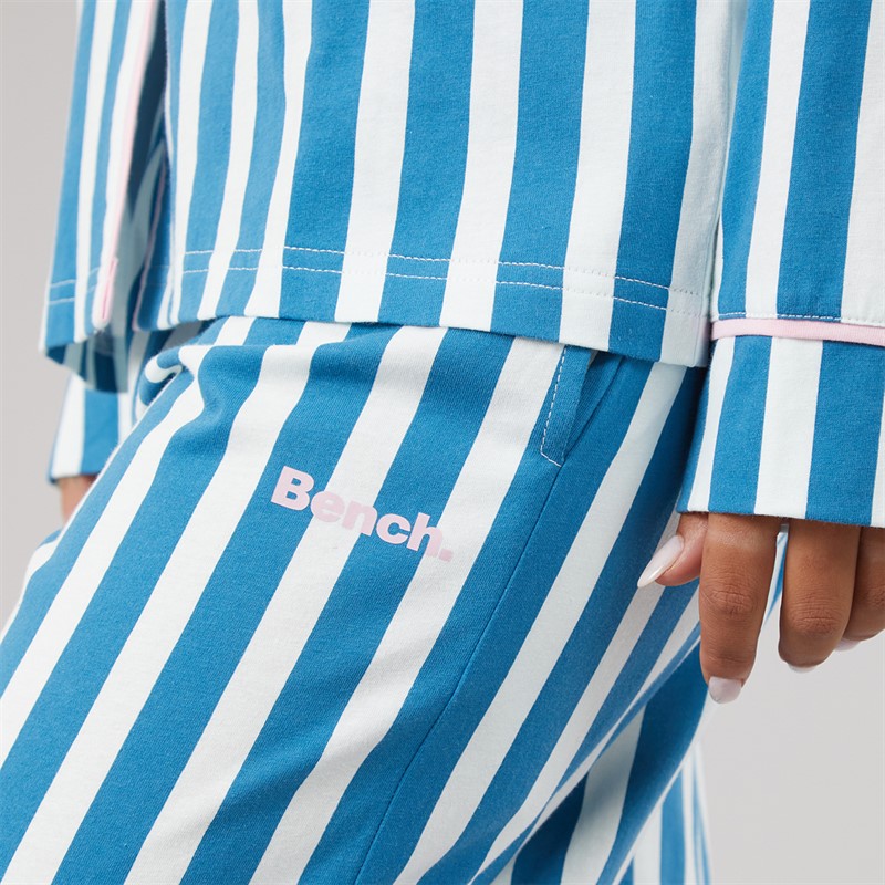 Bench Womens Korda Pyjamas Teal White Stripe