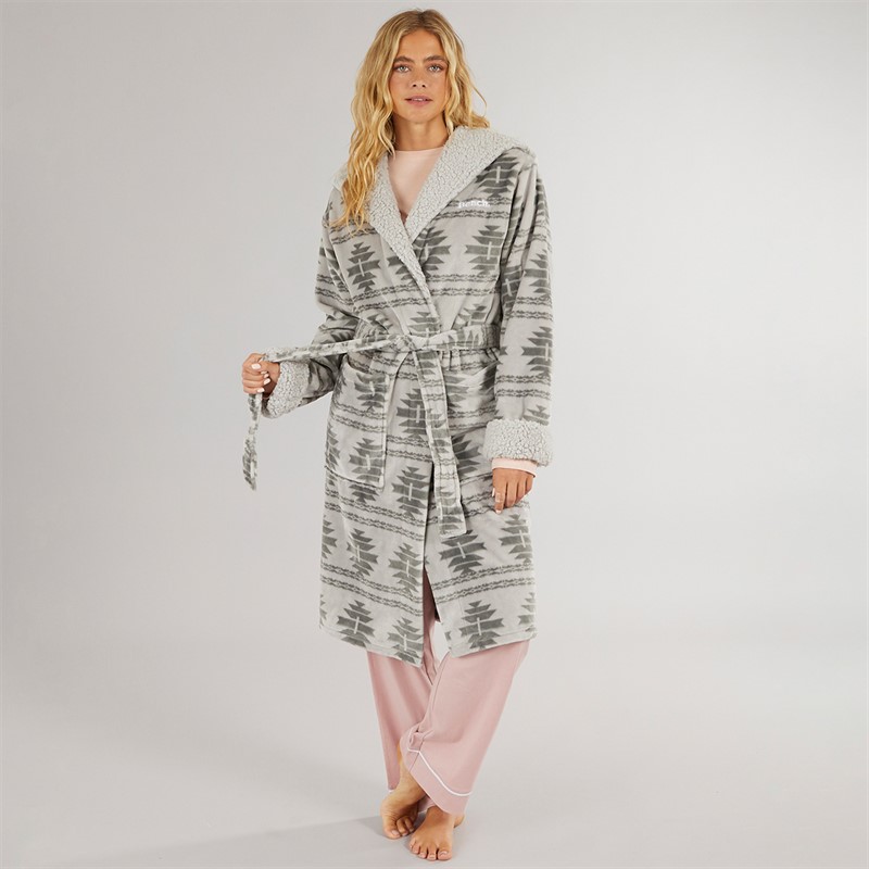 Bench Womens Inbee Dressing Gown Grey Fairisle