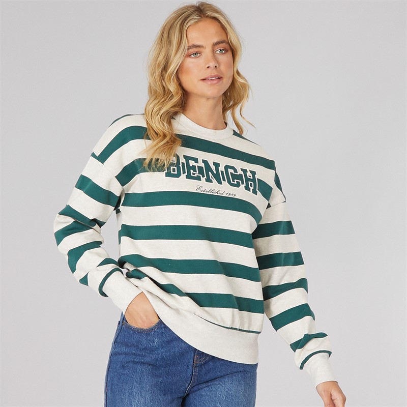 Bench Womens Jaye Sweatshirt Stone Marl Deep Emerald