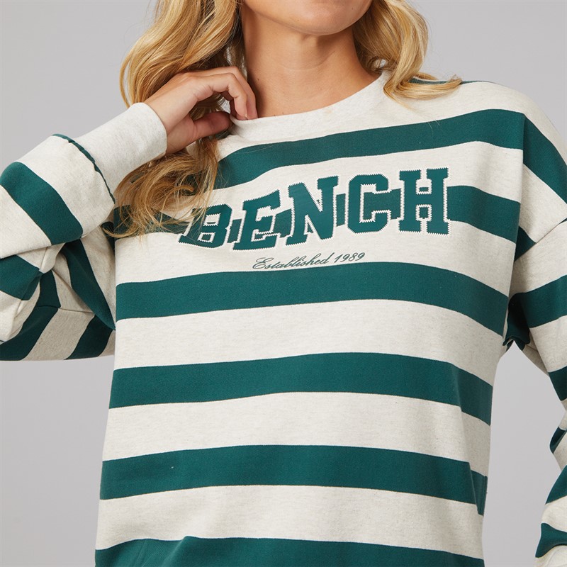Bench Womens Jaye Sweatshirt Stone Marl Deep Emerald