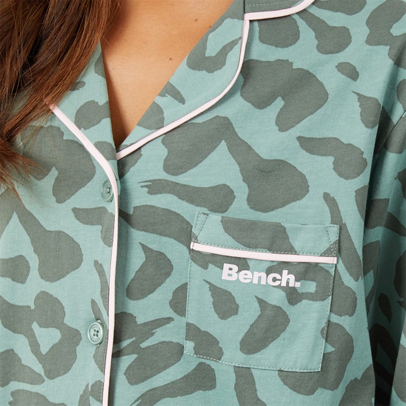 Bench Womens Korda Pyjamas Dark Sage Leopard