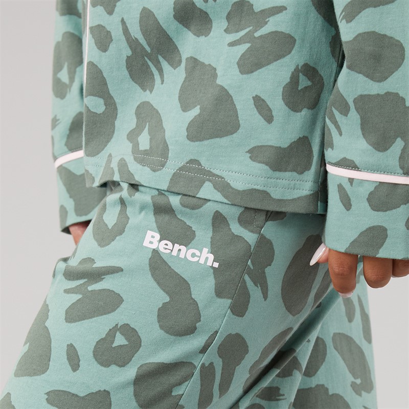 Bench Womens Korda Pyjamas Dark Sage Leopard