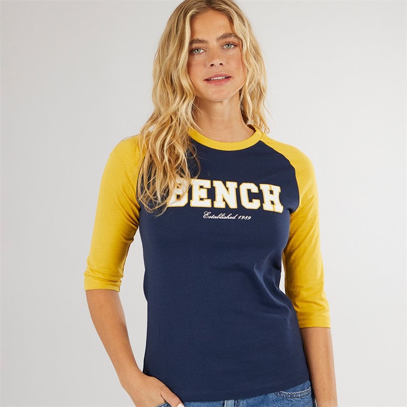 Bench Damen Morr 3/4 Ärmel T-Shirt Marine/Senf
