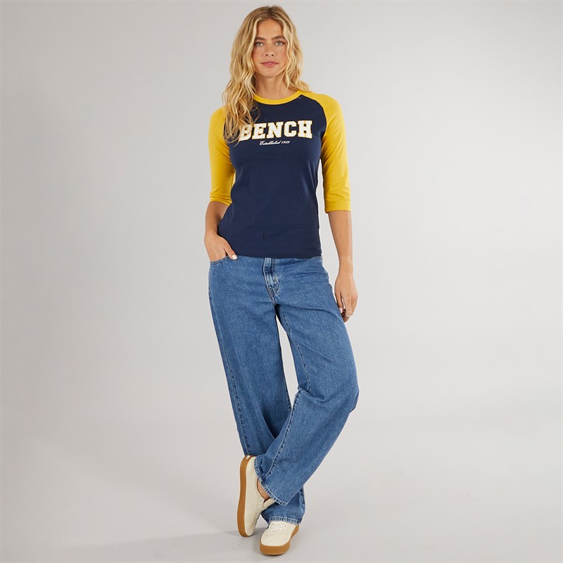 Bench Damen Morr 3/4 Ärmel T-Shirt Marine/Senf