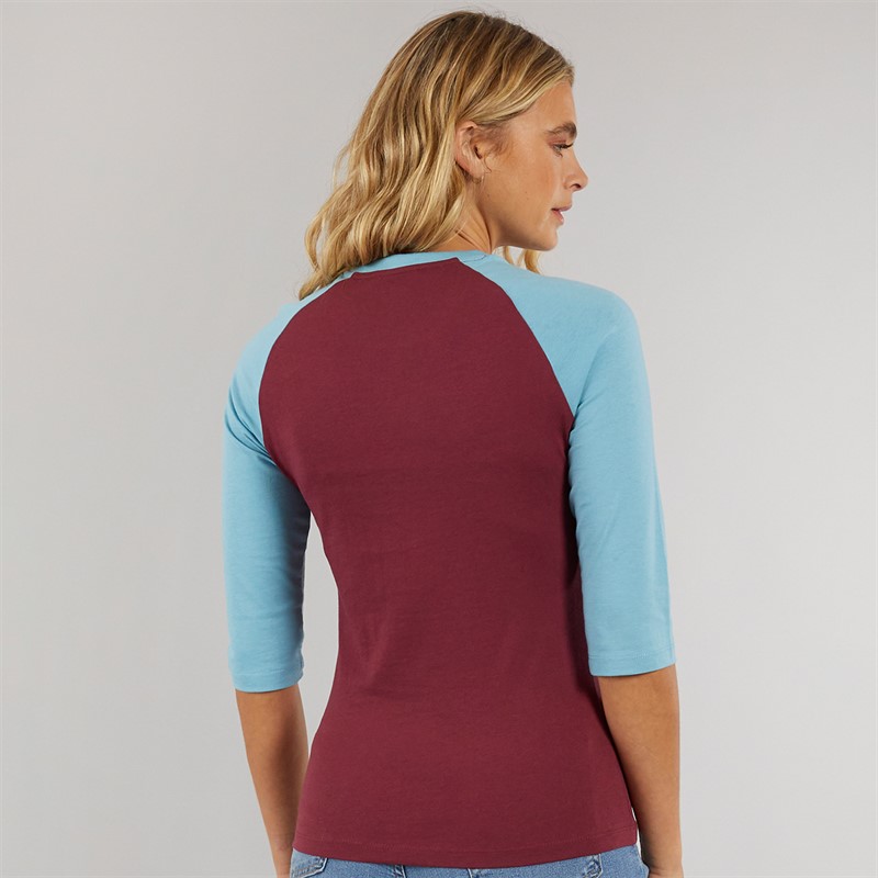 Bench Damen Morr 3 / 4 Ärmel T - Shirt Cordovan / Arctic Blau