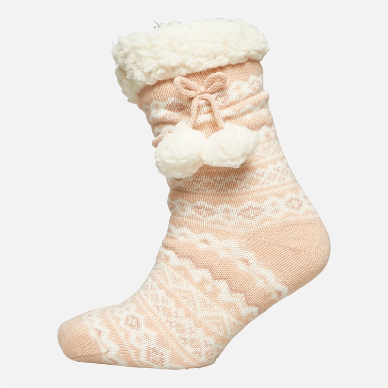 Bench Womens Kimany Cable Knit Socks Dusky Pink Marl - Size OS