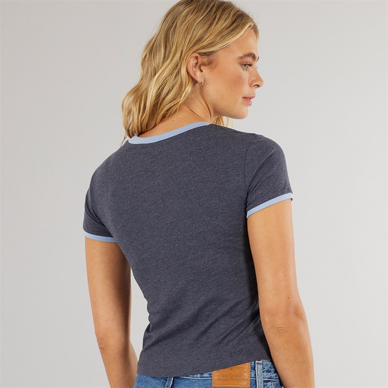 Bench Womens Arlla T-Shirt Navy Marl Powder Blue