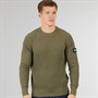 Bench Mens Falum Waffle Stitch Crew Neck Sweatshirt Khaki Green