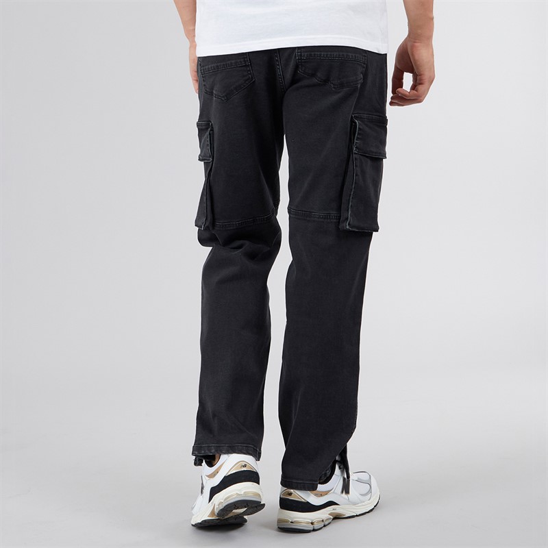 Bench Mens Serian Cargo Jeans Washed Black