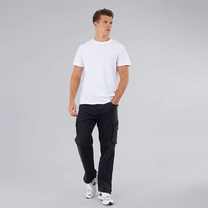 Bench Mens Serian Cargo Jeans Washed Black