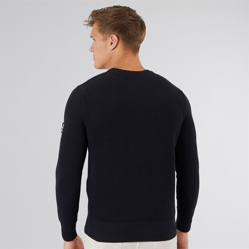 Bench Mens Falum Waffle Stitch Crew Neck Sweatshirt Black