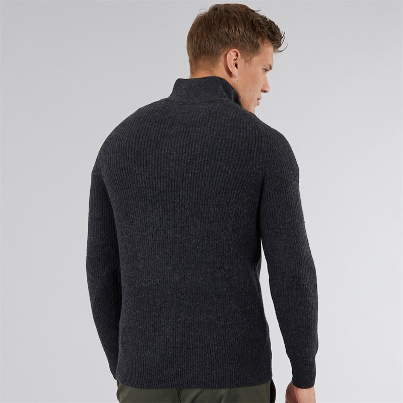 Bench Mens Yanta Half Cardi Stitch 1/4 Zip Sweatshirt Charcoal Marl