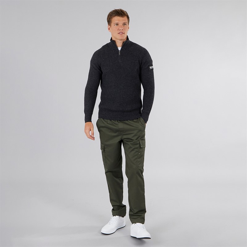 Bench Mens Yanta Half Cardi Stitch 1/4 Zip Sweatshirt Charcoal Marl