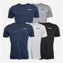 Bench Mens Josh Five Pack T-Shirts Black/White/Navy/Grey Marl/Navy