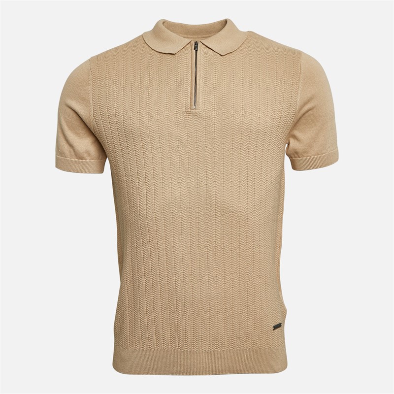 Bench Mens Brescia Knitted Polo Stone - Size L