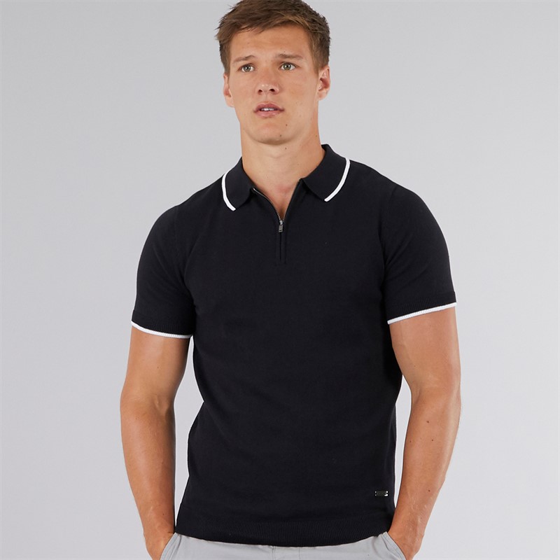 Bench Mens Settio Knitted Polo Black - Size XL