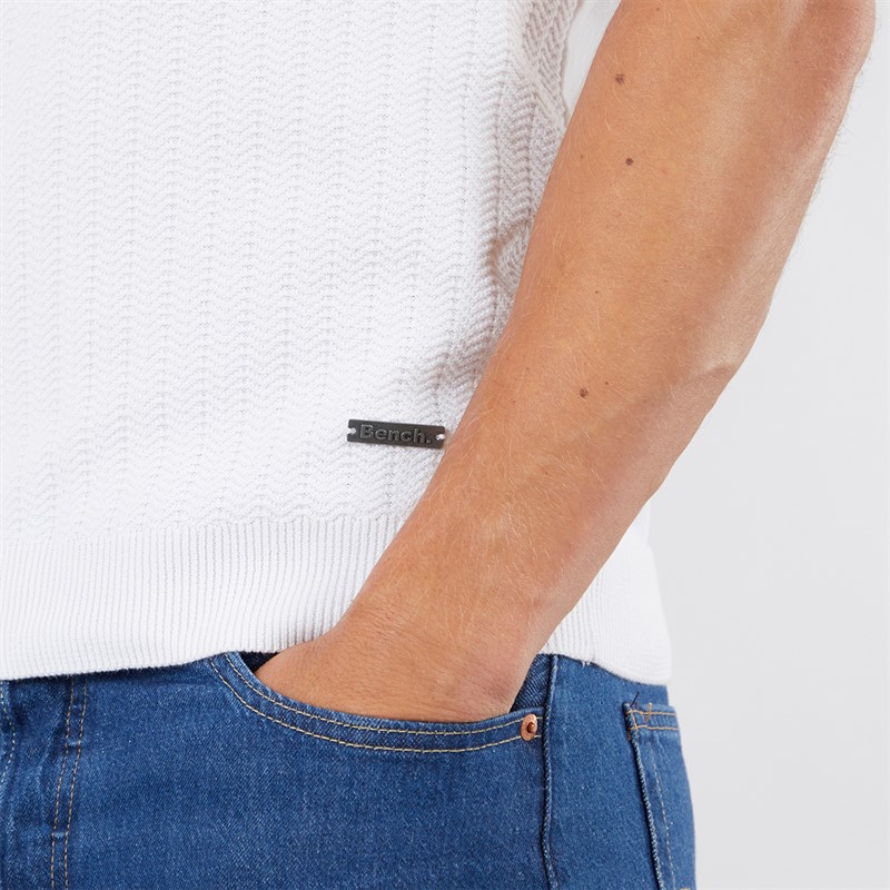 Bench Mens Brescia Knitted Polo Shirt White