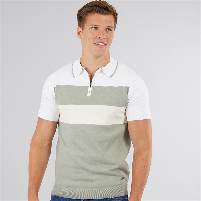 Bench Mens Aspinn Knitted Polo Shirt Sage